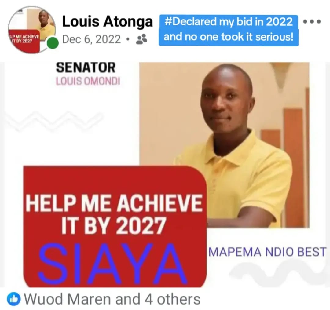 Senator Atonga declaring his campaign bid for Siaya County