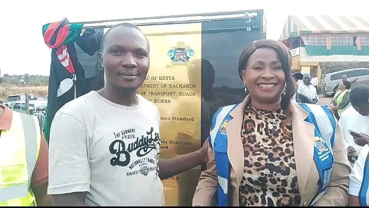Atonga at a Machakos roads event engaging with the community