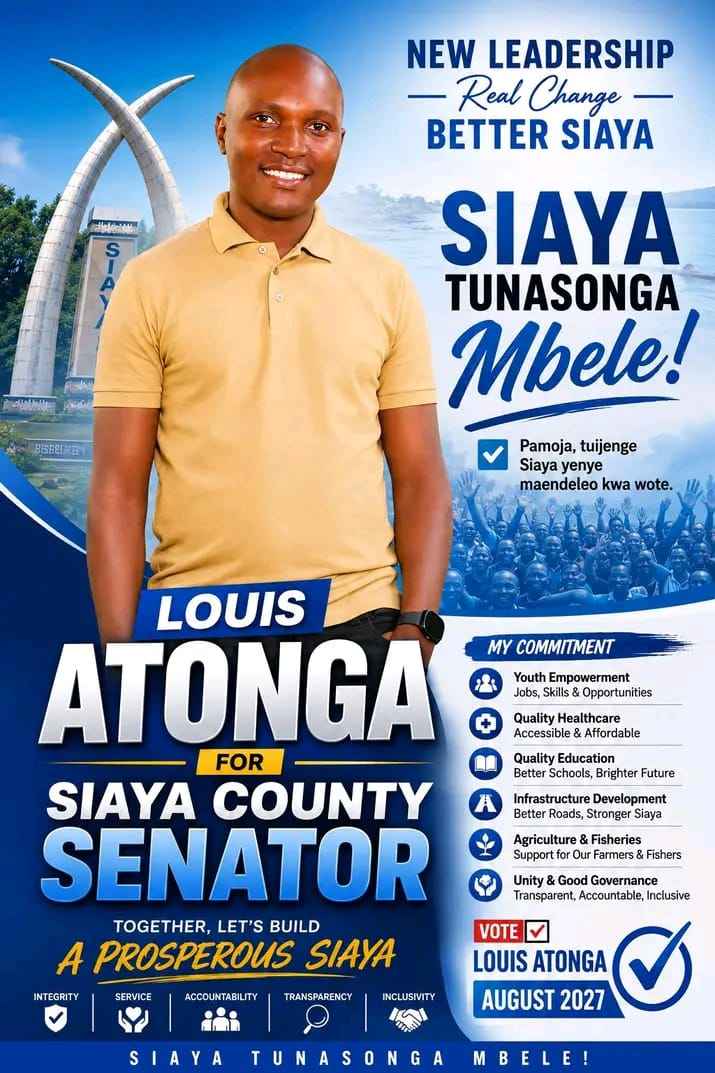 Campaign poster for Senator Atonga — Siaya County